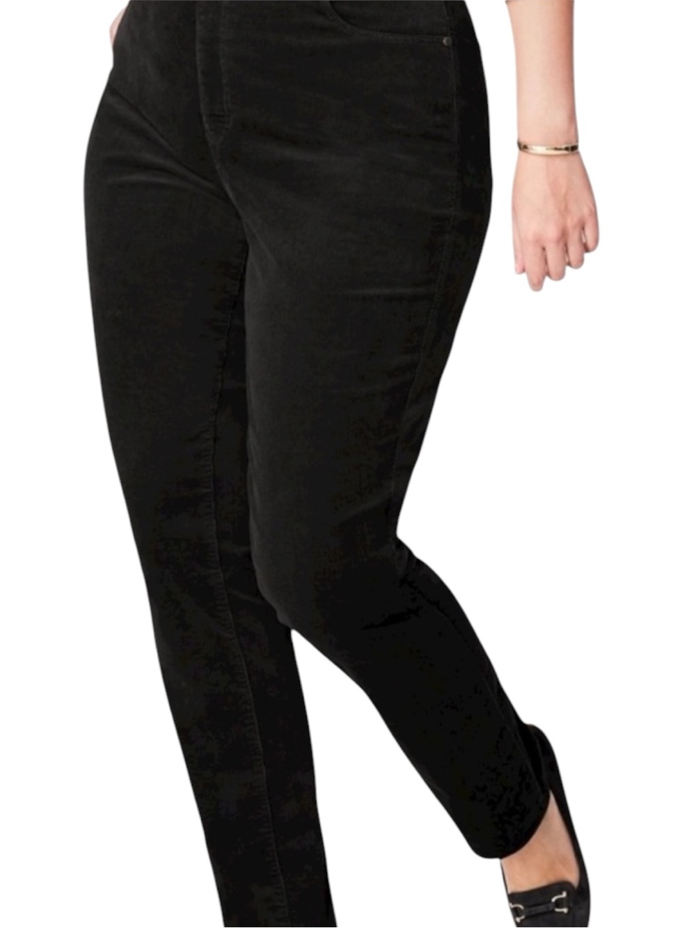 TALBOTS Corduroy Straight Leg Pants in Black Size 4P (PETITE)